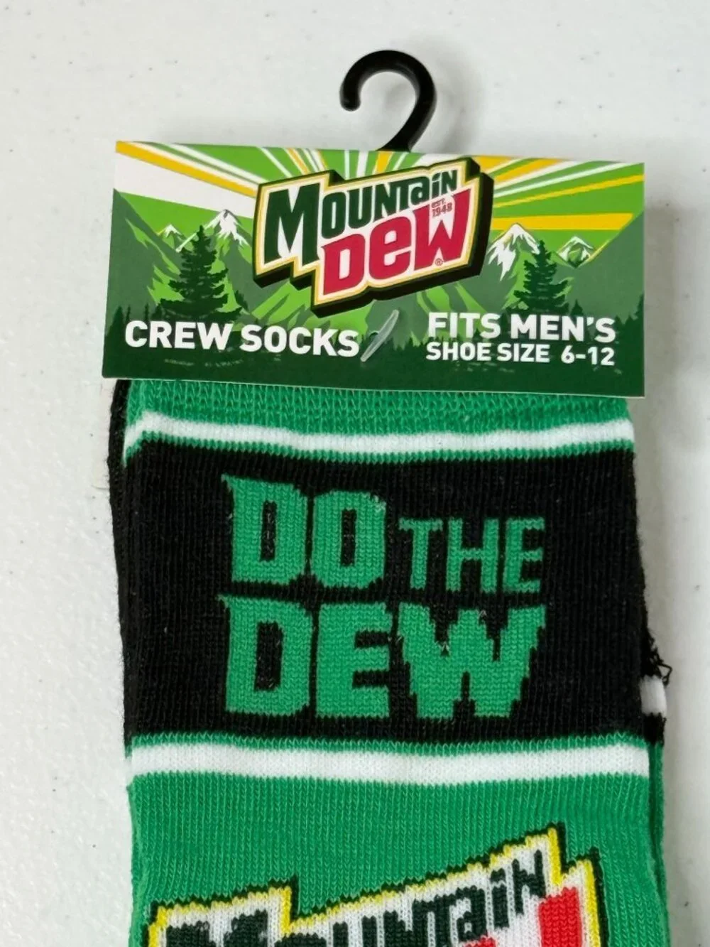 Mountain Dew Do the Dew Crew Socks Black Green Adult